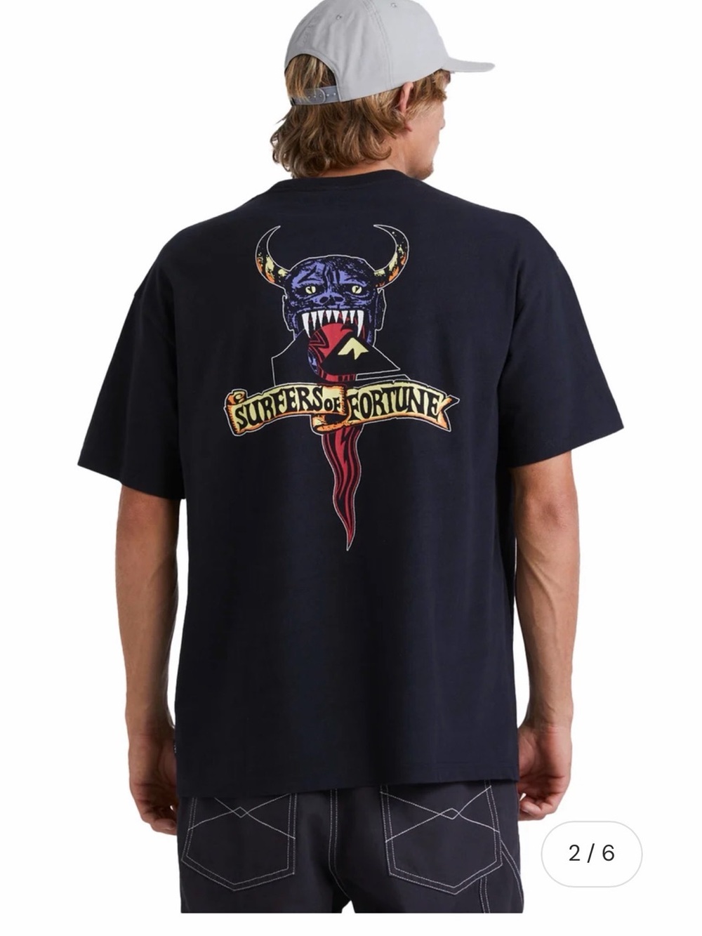 NWT- Quiksilver Black Short-Sleeve Tee with Colorful Back Graphic